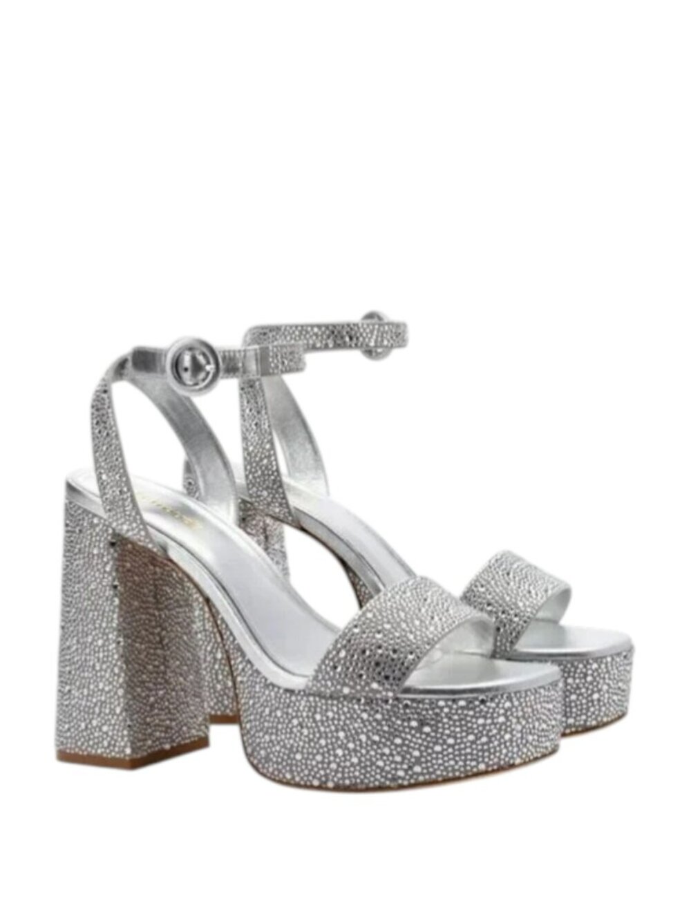 Larroudé Dolly Silver Crystal Platform Sandal Heels. Size 8.5 NWOT